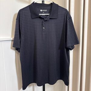 Haggar Men's Large Charcoal Gray Windowpane Check Polo